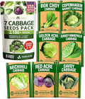HOME GROWN 7 Cabbage Seeds for Planting - 2000+ Heirloom Seeds - Golden Acre,BokChoy,Savoy,Michihili, Red Acre, Copenhagen Market,Jersey Wakefield - Vegetable Seeds for Planting
