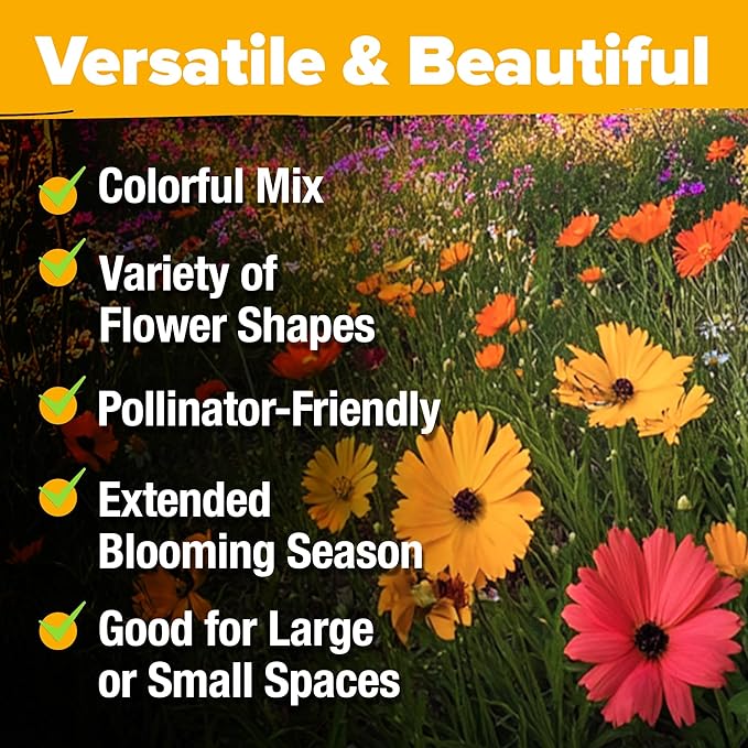 HOME GROWN Wildflower Seeds Mix - 110,600+ Seeds 3 oz, 21 Varieties, Non-GMO Wild Flower Seeds for Planting, Annual Flowers, Butterfly Garden, Pollinator Seed Mix