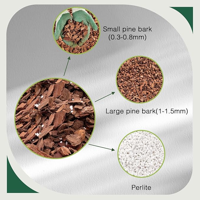 Orchid Potting Mix,Orchid Bark Potting Mix,2QT Natural Orchid Bark Potting Mix with Pine Bark & Perlite for Orchid Potting,Enhanced Drainage,Air Flow and Root Ventilation