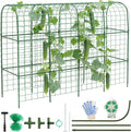 Housolution Cucumber Trellis for Raised Bed, 67"×48" U-Shape Garden Trellis for Climbing Plants Outdoors with 2×3m Net for Tomato Squash Zucchini Peas Beans Grape Fruit Flowers, Green