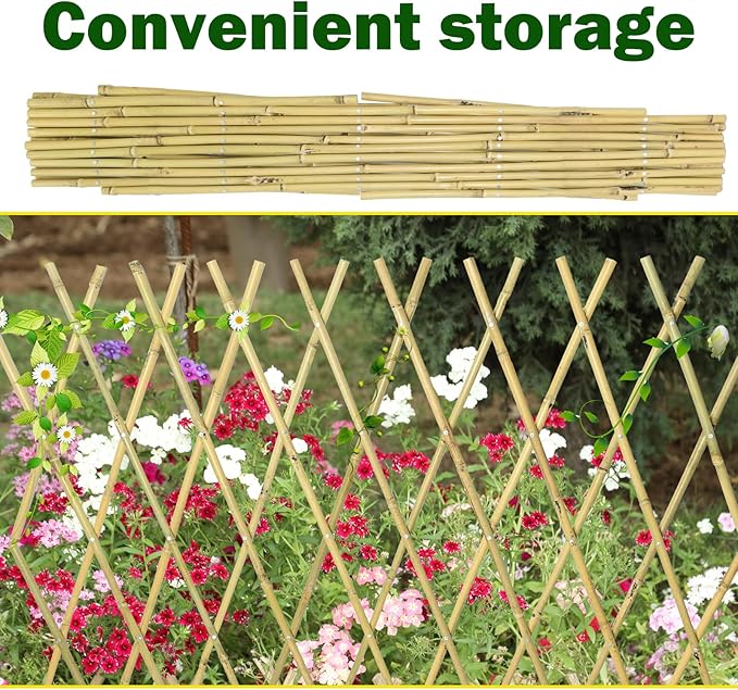 48x72 Inch Expandable Bamboo Trellis, Garden Lattice Fence, Expandable Fence for Climbing Plants, Vines & Ivy,Pet & Dog Barrier（Pack of 1）
