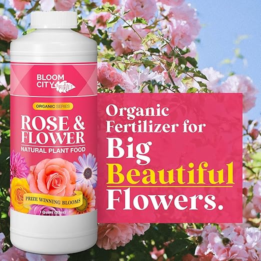 Bloom City Rose & Flower Plant Food – Liquid Fertilizer for More Blooms, Vibrant Color & Healthy Growth, 32 oz