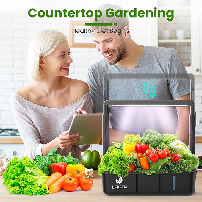 Indoor Garden Hydroponics Growing System: 15 Pods Plant Germination Kit Herb Vegetable Growth Lamp Countertop with LED Grow Light - Hydrophonic Planter Grower Harvest Lettuce Tents