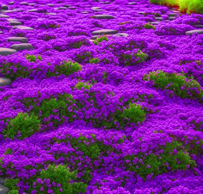3000+ Pcs Red Pink Purple Creeping Thyme Seeds Ground Cover Plant Seeds Perennial- Non-GMO Heirloom Flower Perennial Creeping Thyme Seeds for Planting