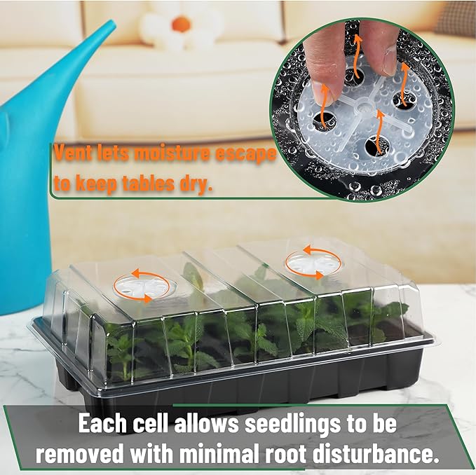 Mr. Pen- Seed Starter Tray Kits, 10 Set, Total 150 Cells, Durable Plant Germination Trays with Humidity Vented Domes and Bases, Ideal for Seed Starting, Indoor Gardening and Greenhouse