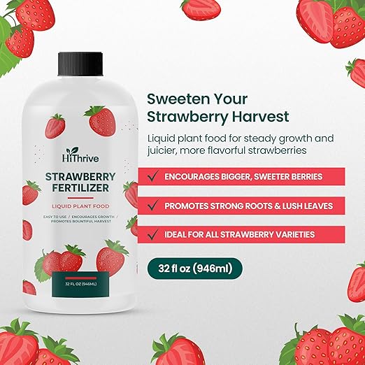 32oz Strawberry Fertilizer - Makes 32 Gallons of Fruit Tree Fertilizer for Strawberries, Liquid Plant Food Outdoor, Ideal Strawberry Plant Food for Lush Growth & Bigger, Sweeter Strawberries