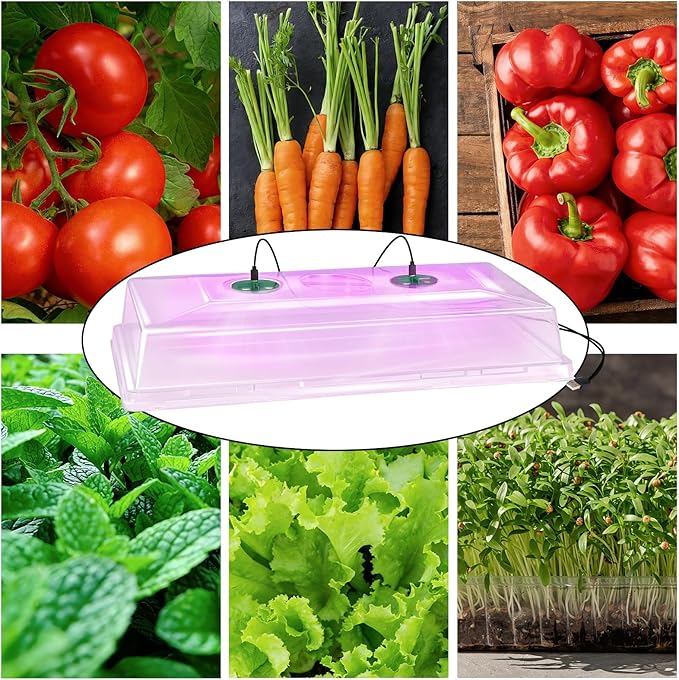 5 Pack Humidity Dome for 1020 Tray with Grow Light, 21.25"×11.02" Propagation Seed Cloning Lid Adjustable Vented for 10 X 20 Inch Plant Seed Starter Pots