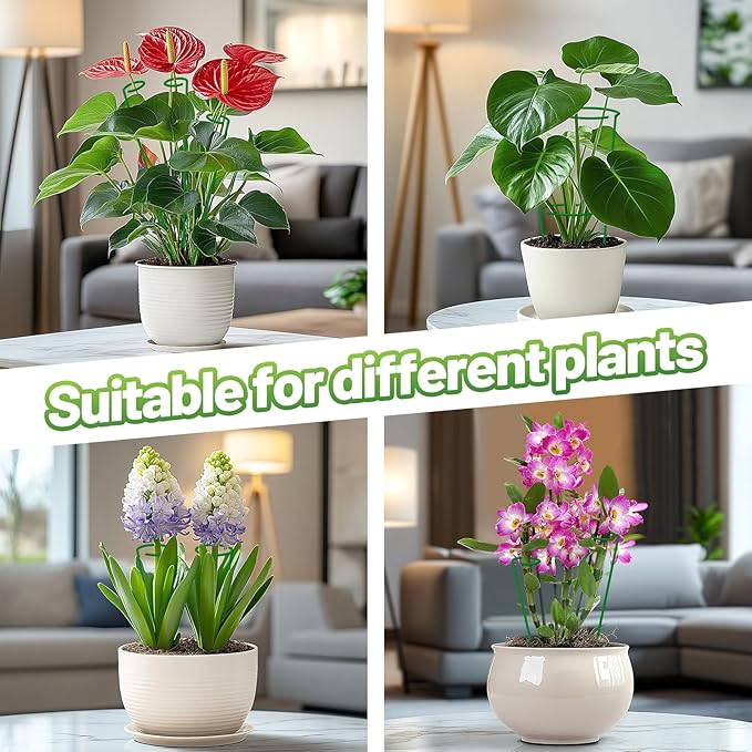 32ft Bendable & Cuttable Plant Stakes, Green Orchid Flower Stem Support Sticks with 800 Ties for Monsteras Money Trees Indoor Potted Plants Beans