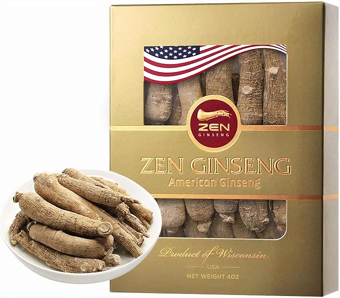 1 Box of American Wisconsin Ginseng Super Long Jumbo Root (4oz) Performance & Mental Health for Men & Women