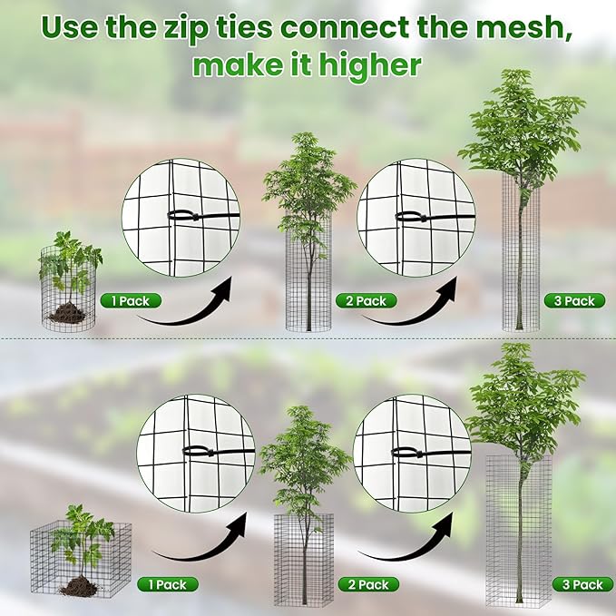 Nexum 30Pcs Plant Protectors from Animals – 16" x 12" Metal Tree Trunk Guards, Garden Plant Cloches & Expandable Plant Cages to Protect from Deer, Rabbits & Lawn Mowers