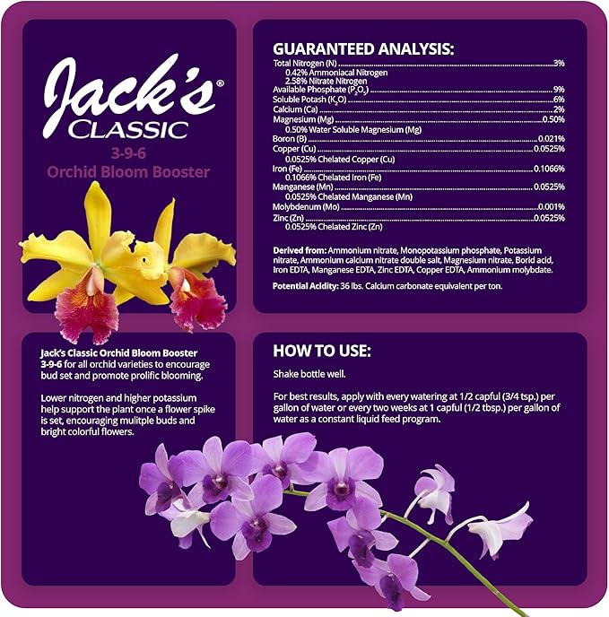 Jack's Classic 3-9-6 Orchid Bloom Booster Liquid Plant Food with Micronutrients, 8 fl. oz.