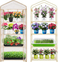 4-Tier Mini Greenhouse – Indoor or Outdoor Gardening Hot House with PE Zippered Cover and Metal Shelves for Growing Vegetables, Flowers and Seedlings 63'' H x 27'' L x 19'' W (PLGH704OWW)