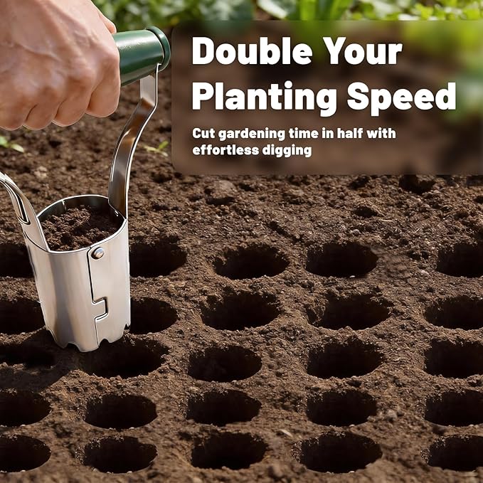 Bulb Planter Tool for Daffodil Bulbs - Tulip Bulb Planting Tool & Garden Tool Bulb Planter - Automatic Soil Releasing with Depth Markers - Bulb Dibbler Hole Digger