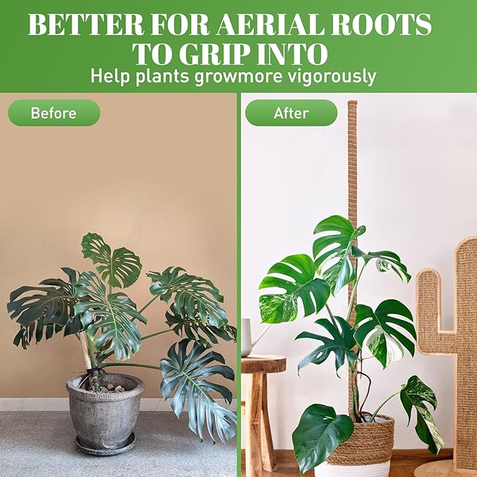 54 Inch Moss Pole, 3 Pack 16 Inch Moss Poles Monstera Plant Support, Moss Poles for Climbing Plants Indoor, Coir Plant Pole Sticks Support Stakes for Potted Plants, Pothos, Philodendron