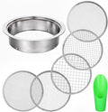 Soil Sieve Set Garden Soils Sifter Stainless Steel Mesh Sifters Compost Sifter with 1,3,6,9,12mm Sieve Mesh and Bonsai Soil Scoop