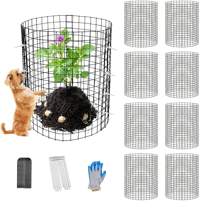 30 Pcs Plant Protectors from Animals,Protect Plants from Deer 10 Sets Metal Plant Cages Animal Intrusion Barrier Wire Mesh Easy to Assemble/Store Vegetable Garden Protection 12 * 12“