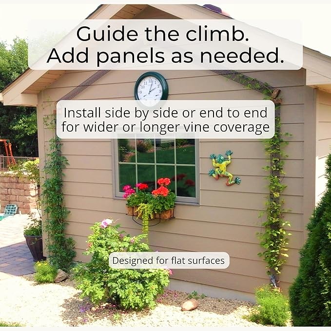Deck Post Trellis for Posts and Columns, 108 in x 4 in Narrow Climbing Plant Support, HDPE Mesh Vine Trellis for Clematis and Vines, Scroll Trellis 1-Pack
