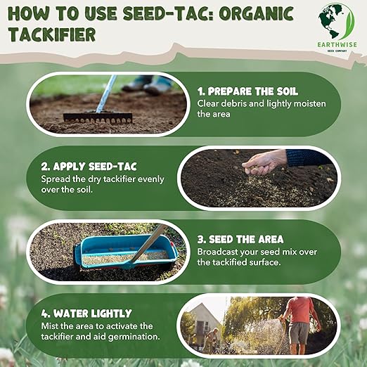 Earthwise Organic Seed Tac – 1 lb – Easy-Use Tackifier for New Grass & Wildflower Seeds – 500 sq. ft. Coverage