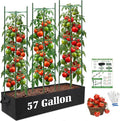 3-Pack Tomato Cages with 57 Gallon Raised Garden Bed - 48" Anti Collapse Heavy Duty Plant Support Trellis for Climbing Vegetables Plants Flowers ,Adjustable Vertical Tomato Trellis for Garden Balcony