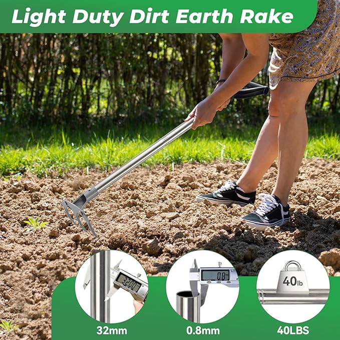 Professional Garden Hoe 77 Inch Long with Adjustable Long Handle - Heavy Duty Weeding & Cultivating Tool for Gardening, Lawn, and Yard Work