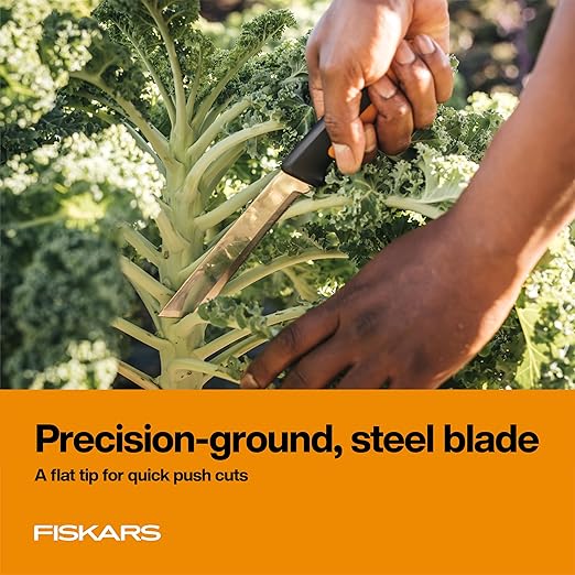 Fiskars Harvesting Knife, Gardening Gifts for Women, Serrated Edge Hand Tool with Sheath, Black