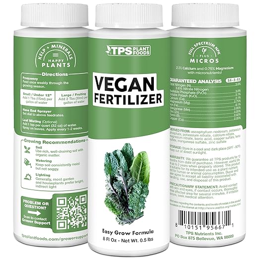 Vegan Fertilizer for Vegetable Gardens, Works Great for All Types of Plants, Liquid Fertilizer by TPS Plant Foods, 32 oz (1 Quart)