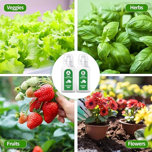 DRYADES Hydroponics Nutrients(800ml in Total), All Purpose Plant Food A&B Hydroponics Supplies, Indoor Plant Fertilizer for Hydroponics Growing System, Hydroponic Solution for Herbs Vegetables