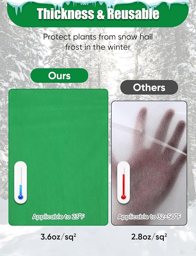 4Pack Thickened Plant Covers Freeze Protection for Winter - 71" x 47" Large Shrub Bush Cloth Blankets for Outdoor Plants Tree Frost Protection with Drawstring Bags Jacket for Plants (3.2 oz/yd²)