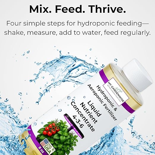 Liquid Plant Food – Hydroponics Nutrients for Indoor House Plants, Tomato, Strawberry, Lucky Bamboo, Lettuce, Vegetable Garden & Herbs – Aero Nutrients Liquid Fertilizer for All Growing Systems (16oz)