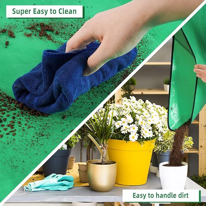 HNXTYAOB 2 PCS 27 "x 27" Repotting Mat for Indoor Plant Transplanting and Mess Control Thickened Waterproof Potting Tray Foldable Succulent Potting Mat Portable Gardening Mat Green