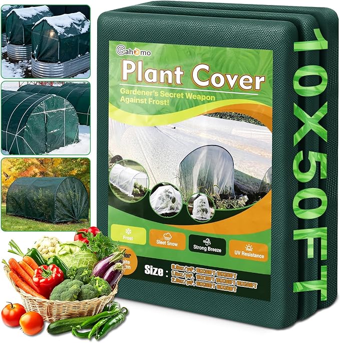 Green Plant Covers Freeze Protection, 10 x 50 ft - 1.5 oz/yd² Frost Cloths for Outdoor Plants, Tree Covers Freeze Protection, Winter Garden Blanket, Sun Cover for Plants for Greenhouse, Vegetables
