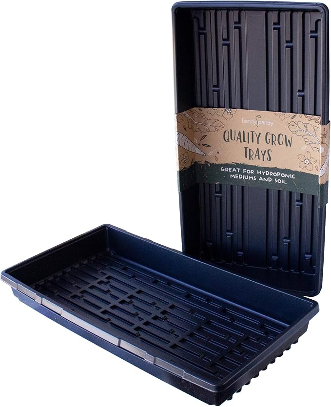 10-Pack 1020 Garden Growing Trays without Drain Holes - 10" x 20" Plastic Plant Trays No Holes - Wheatgrass Sprouting Tray, Microgreens Seed Tray, Hydroponic Trays, Nursery Flats, Greenhouse Supplies