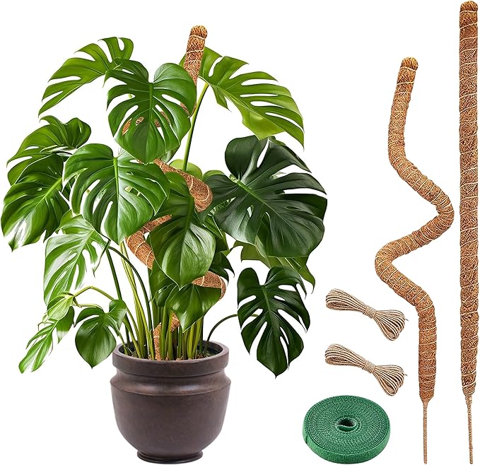 Plant Sticks Support Tall – Large Moss Pole Monstera Plant Support 48 Inch (1 Pack), Bendable Tall Moss Pole for Plants, Indoor Climbing Pole, Easy to Shape and Use