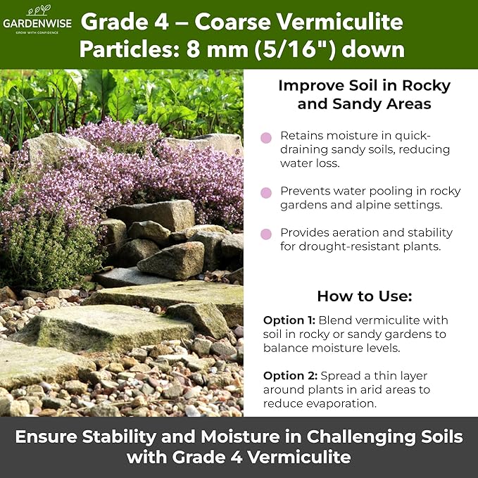 Organic Coarse Vermiculite for Indoor Gardening Plants and Mushrooms – Enhances Soil Aeration, Seed Germination, Rooting Cuttings – Small Packages and Bulk (Vermiculite Grade 4 – Coarse, 5 qt)