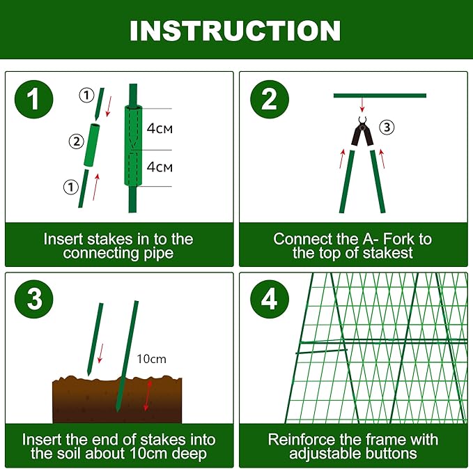 48 x 48 Inch Foldable Cucumber Trellis for Raised Bed- A-Frame Garden Trellis for Climbing Plant Outdoor with Climbing Net and Plant Support Clip for Outdoor Plants Zucchini Vegetables Tomato Flowers