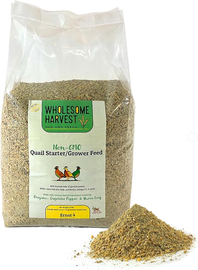 Wholesome Harvest Non-GMO Quail Starter Grower Feed, Button Food 10lbs