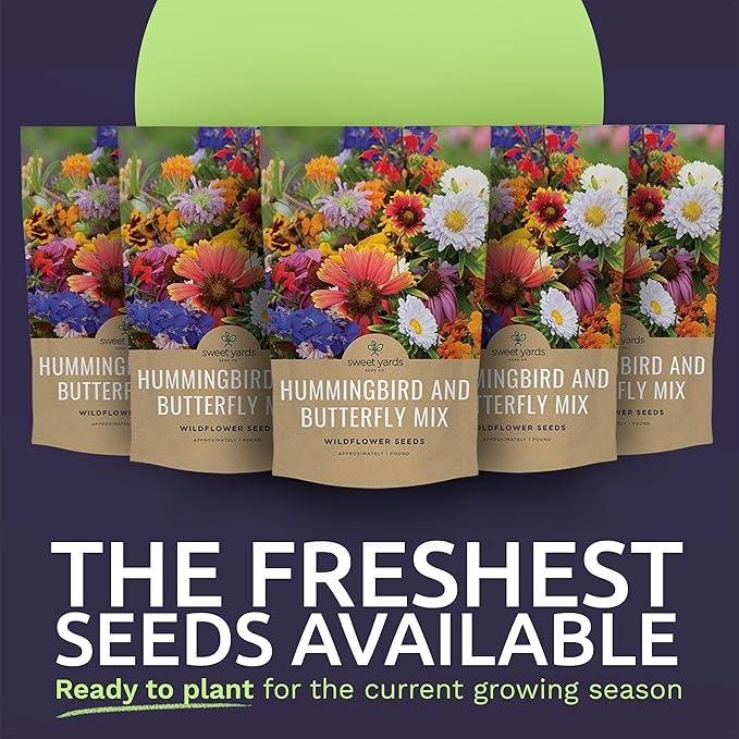 Bulk Wildflower Seeds Butterfly and Humming Bird Mix - 5 Pounds - Over 600,000 Open Pollinated Annual and Perennial Seeds