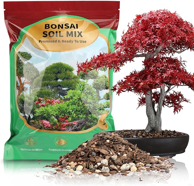 Premium Bonsai Soil Mix with Enhanced Aeration & Drainage 2qt - Professional Grade Potting Soil for Bonsai Pots