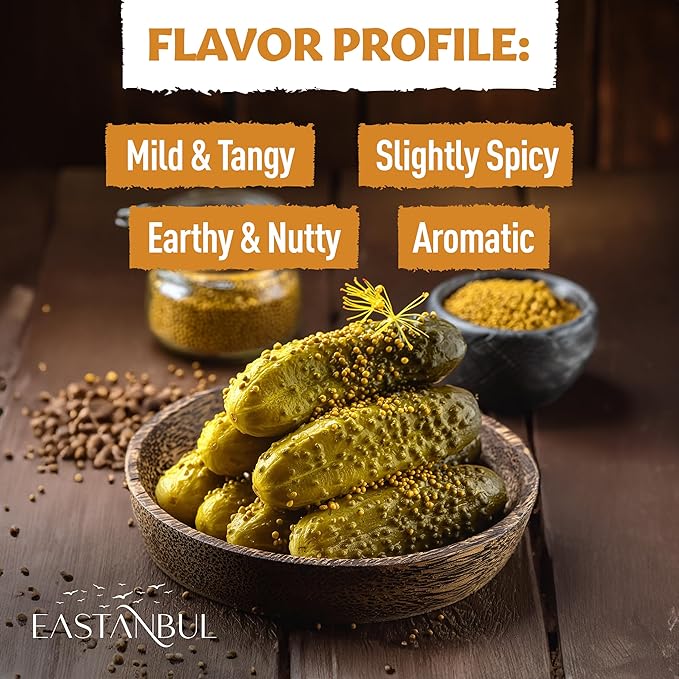 Eastanbul Mustard Seed, 8.11oz, Yellow Mustard Seeds, Semilla de Mostaza, Ideal for Cooking, Premium, Whole, Natural, Yellow, Vegan, Non GMO, Gluten Free, Suitable to Be Ground into Powder