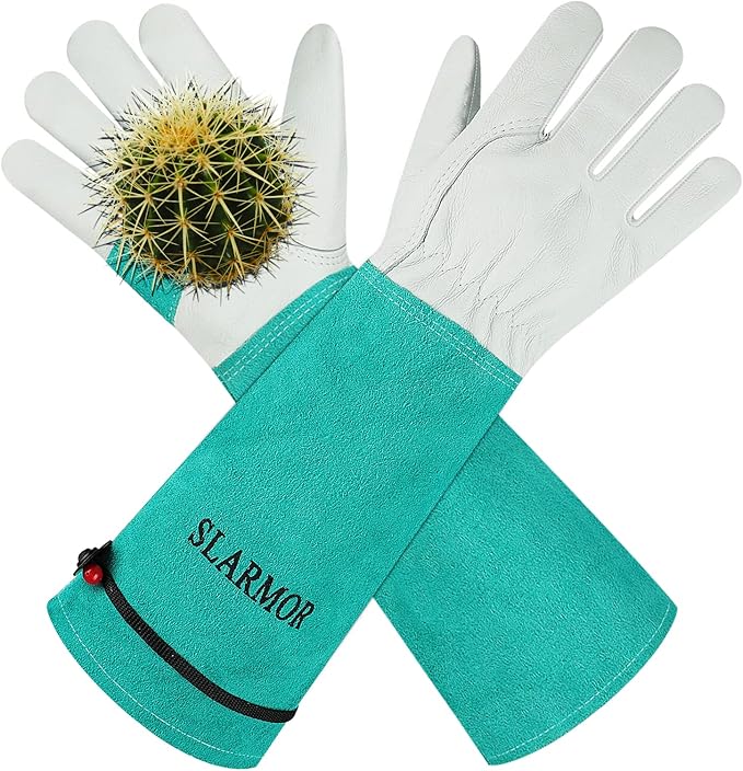 Long Gardening-Gloves Women/Men - Thorn proof Rose Pruning Heavy Duty Gauntlet, Best Garden Gifts for Gardener (X-Small, Green)