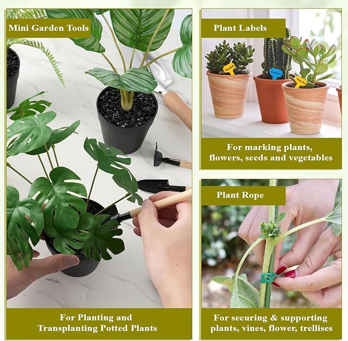15-Piece Garden Tool Set for Women, Heavy Duty Gardening Kit with Floral Garden Bag, Steel Garden Hand Tools, Plant Labels, Gloves, Gardening Gift Basket for Men Gardeners Plant Lovers, Green