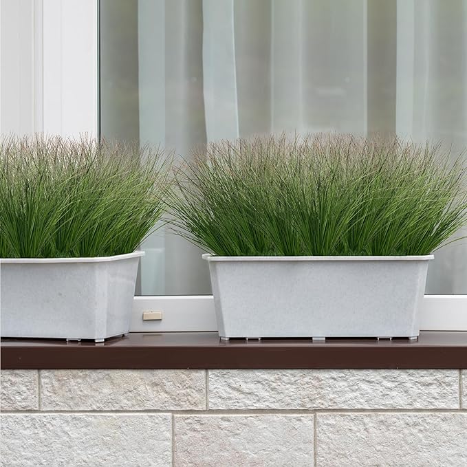 Ttranewsoo 24PCS Realistic Minimalist Artificial Grass, Green, 17 inches, Plastic, Perfect for Indoor and Outdoor Decoration