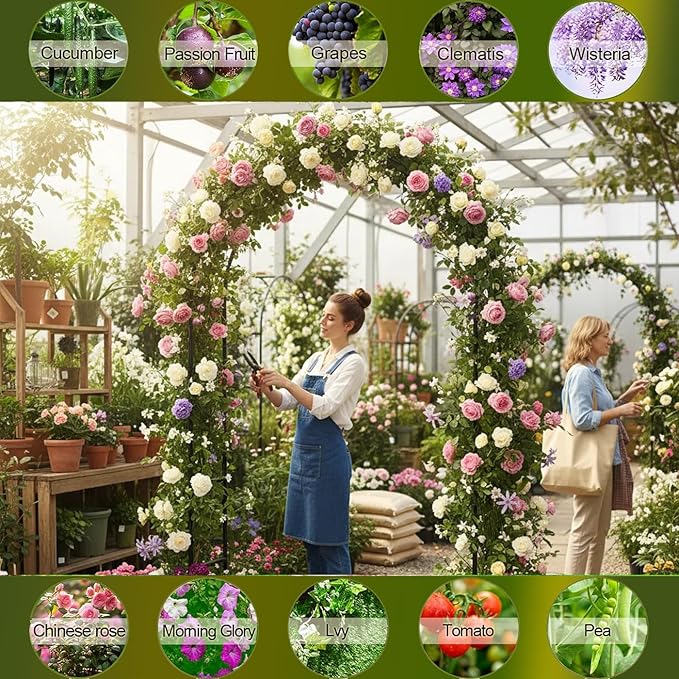 Metal Pergola Arbor 7'6"Wide x 6'5'High/4'6"Wide x 7'10"High,Assemble Freely 2 Sizes,Wide Wedding Garden Arbor Bridal Party Decoration Arbor