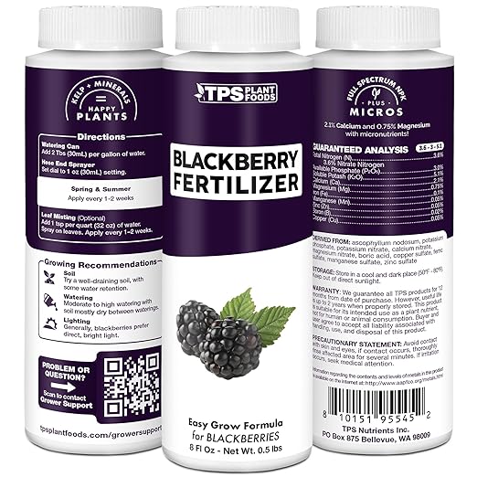 BlackBerry Fertilizer – Liquid Plant Food for Bigger Berries, Better Flowering & Stronger Cane Growth, 8 oz