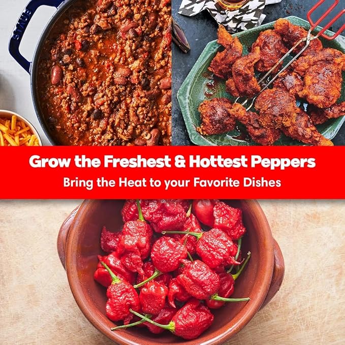 Carolina Reaper Ghost Pepper Grow Kit - All in One Starter Grow Kit - Bhut Jolokia Reaper Seeds, Grow The Hottest Peppers Garden Grow Kit Seeds Included