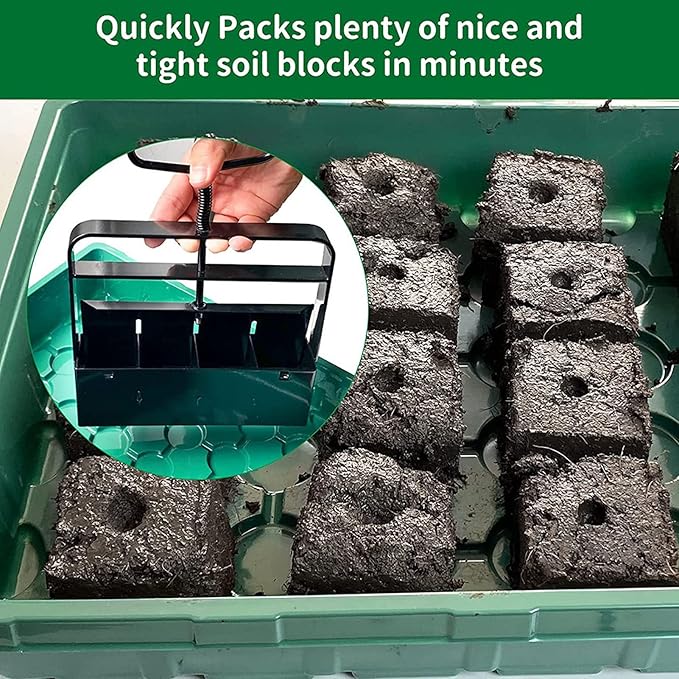 Pssopp Soil Blocking Tool Soil Block Maker 4 Cells Top Hill Soil Blocker Quad Soil Blocker Set for Outdoor Garden Seed Plants