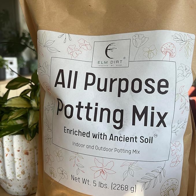 Elm Dirt Potting Soil Indoor & Outdoor Plants - All Purpose Potting Mix Ancient Soil for House Plants | Premium Nutrition for Garden Soil - All Purpose Formula for Vegetables, Flowers and Herbs(5 lbs)