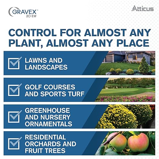 Atticus Gravex 20EW Fungicide (16 oz) - Myclobutanil 19.7% - Systemic Fungus Control for Lawns, Landscapes, & Greenhouses - Brown Patch, Anthracnose, Powdery Mildew, Scab, Rust, Red Thread, Black Spot