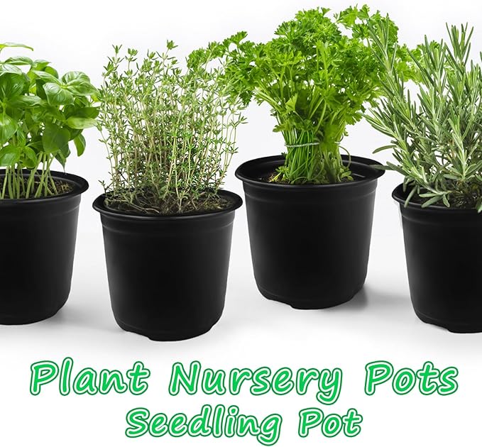 Anyumocz 60Pcs 0.5 Gallon Plant Nursery Pots,Plastic Pots with Drainage Holes,Flower Container Seedling Pot for Planting,Transplanting,Succulents,Cuttings,Garden(Black)