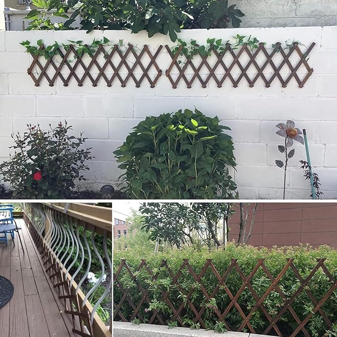 Expandable Garden Trellis, 13.2" x 63" Trellis for Climbing Plants Outdoor, Wooden Lattice Fence Wall Panel Lattice Panels for Outside, for Climbing Plants Vine Ivy Rose Cucumbers Clematis